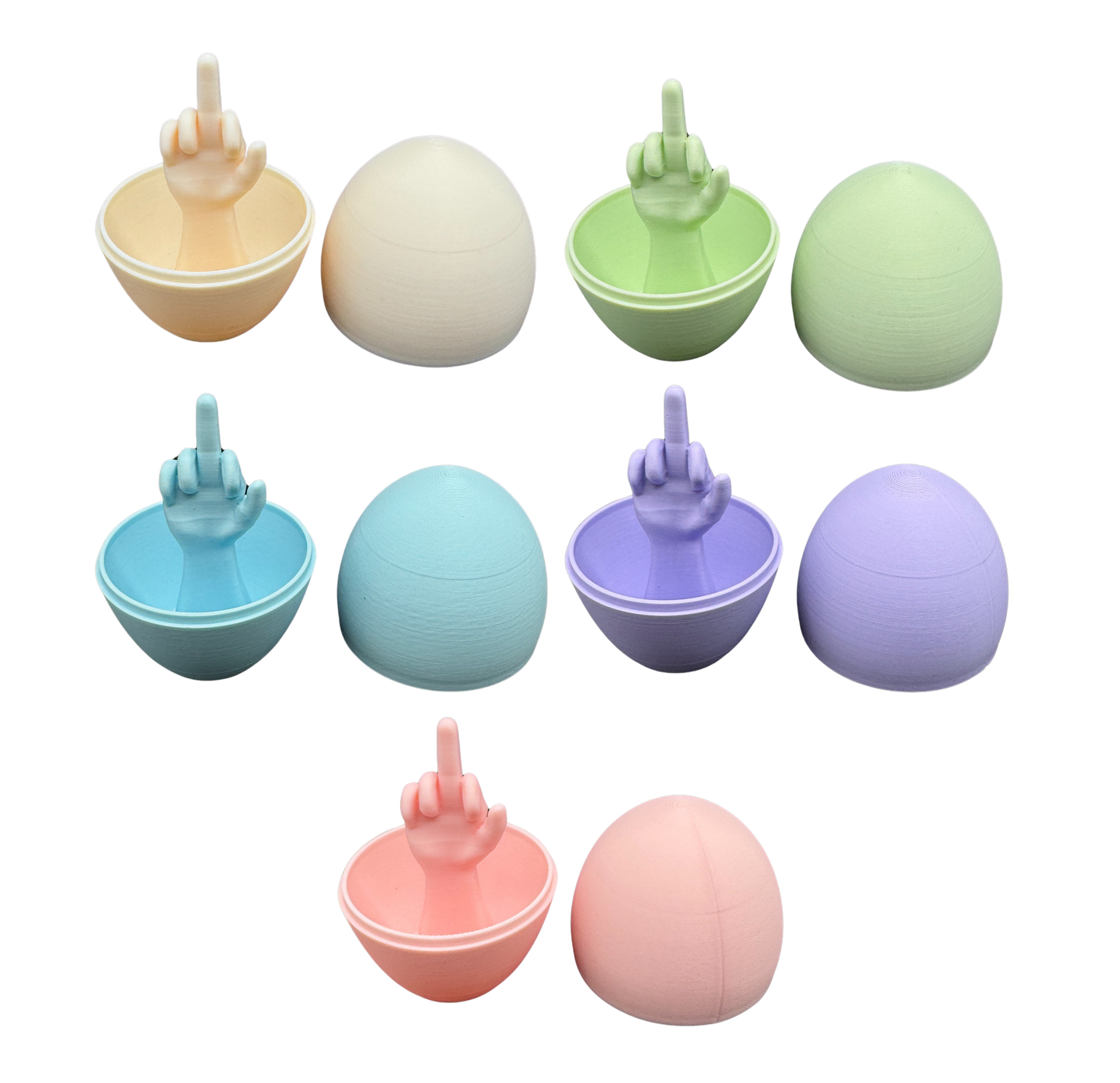 5 Pack of Pastel Middle Finger Easter Eggs - Easter Gag Gifts