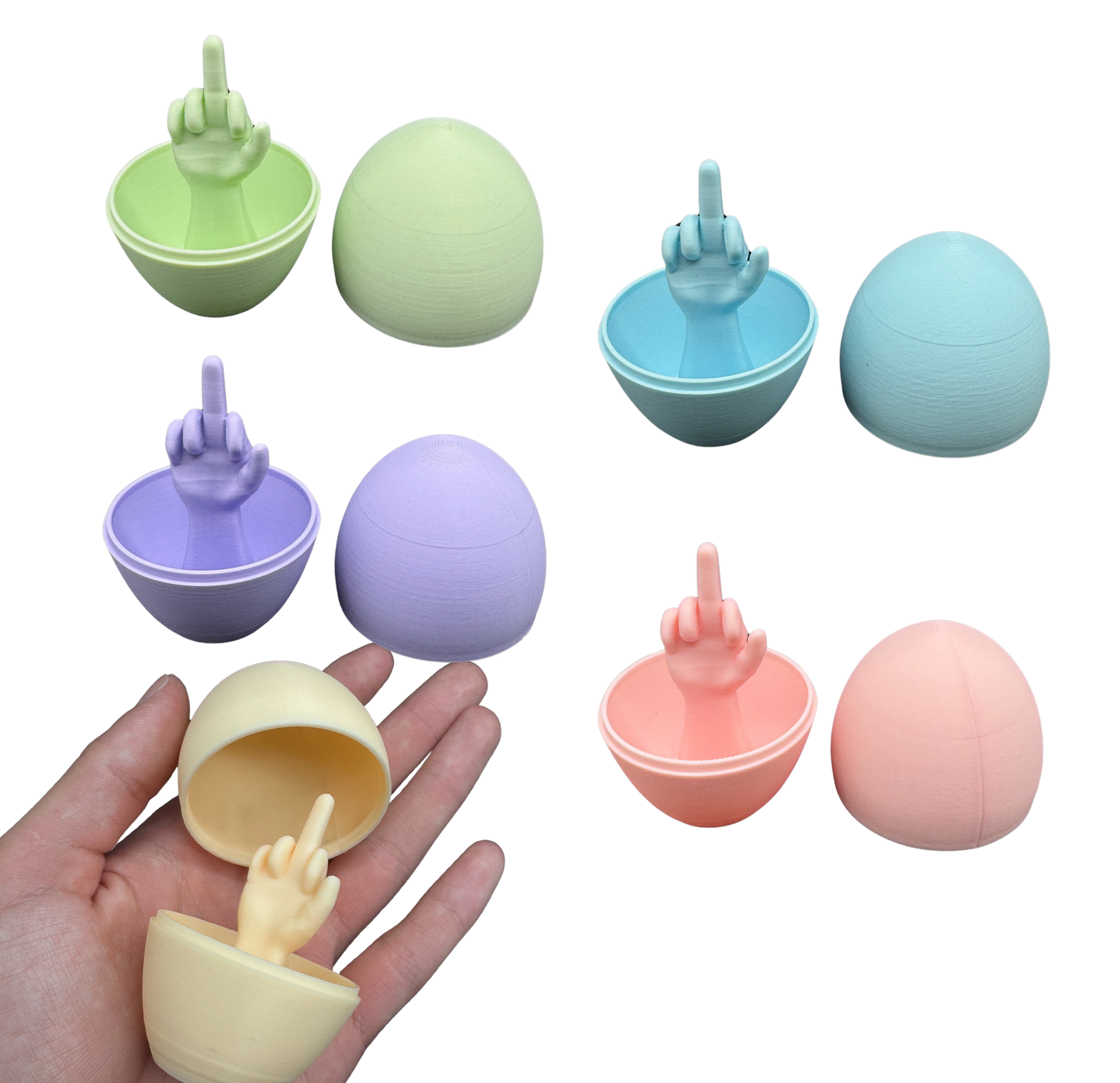 5 Pack of Pastel Middle Finger Easter Eggs - Easter Gag Gifts