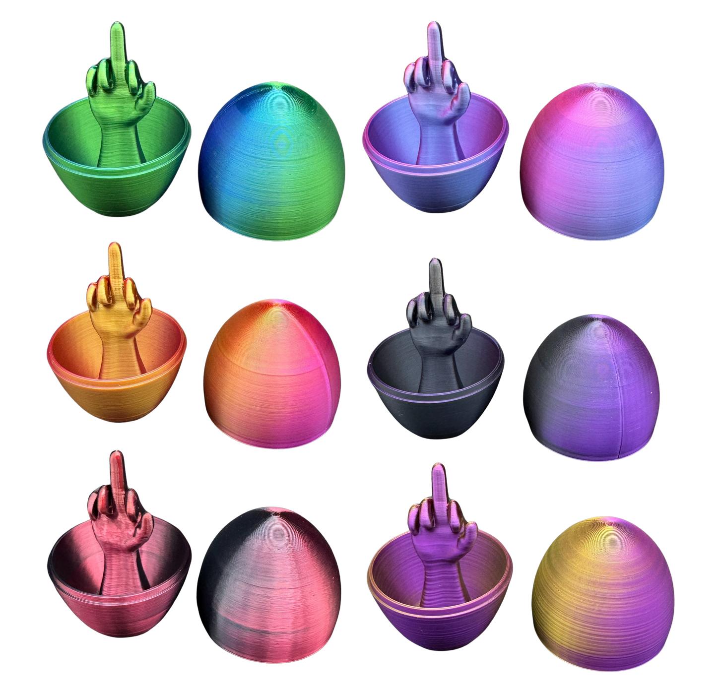 6 Pack of Silk Middle Finger Easter Eggs - Easter Gag Gifts