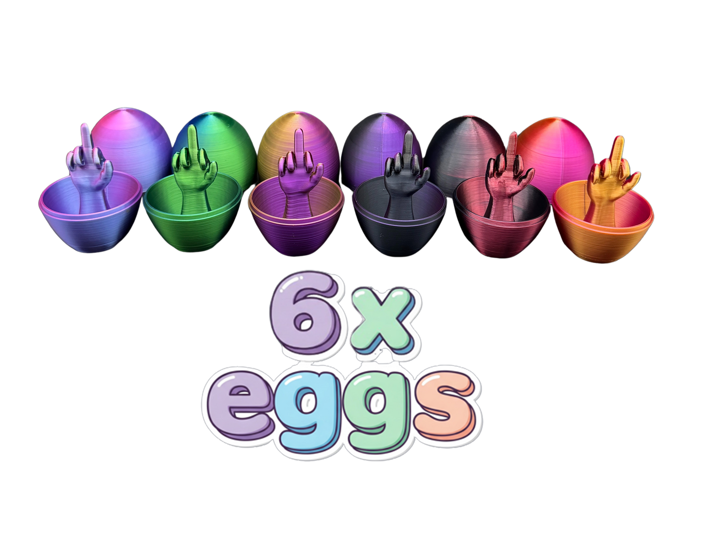 6 Pack of Silk Middle Finger Easter Eggs - Easter Gag Gifts