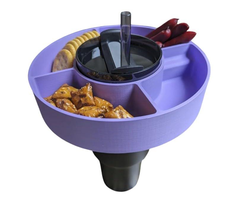 Large snack tray shown beside a tumbler
