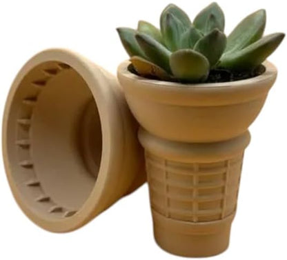 Ice Cream Cone Succulent Planter with Drainage Tray