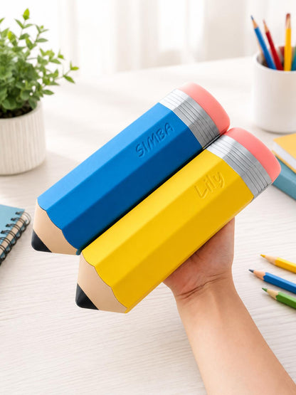 Personalized Pencil-Shaped Pencil Box - Custom Case