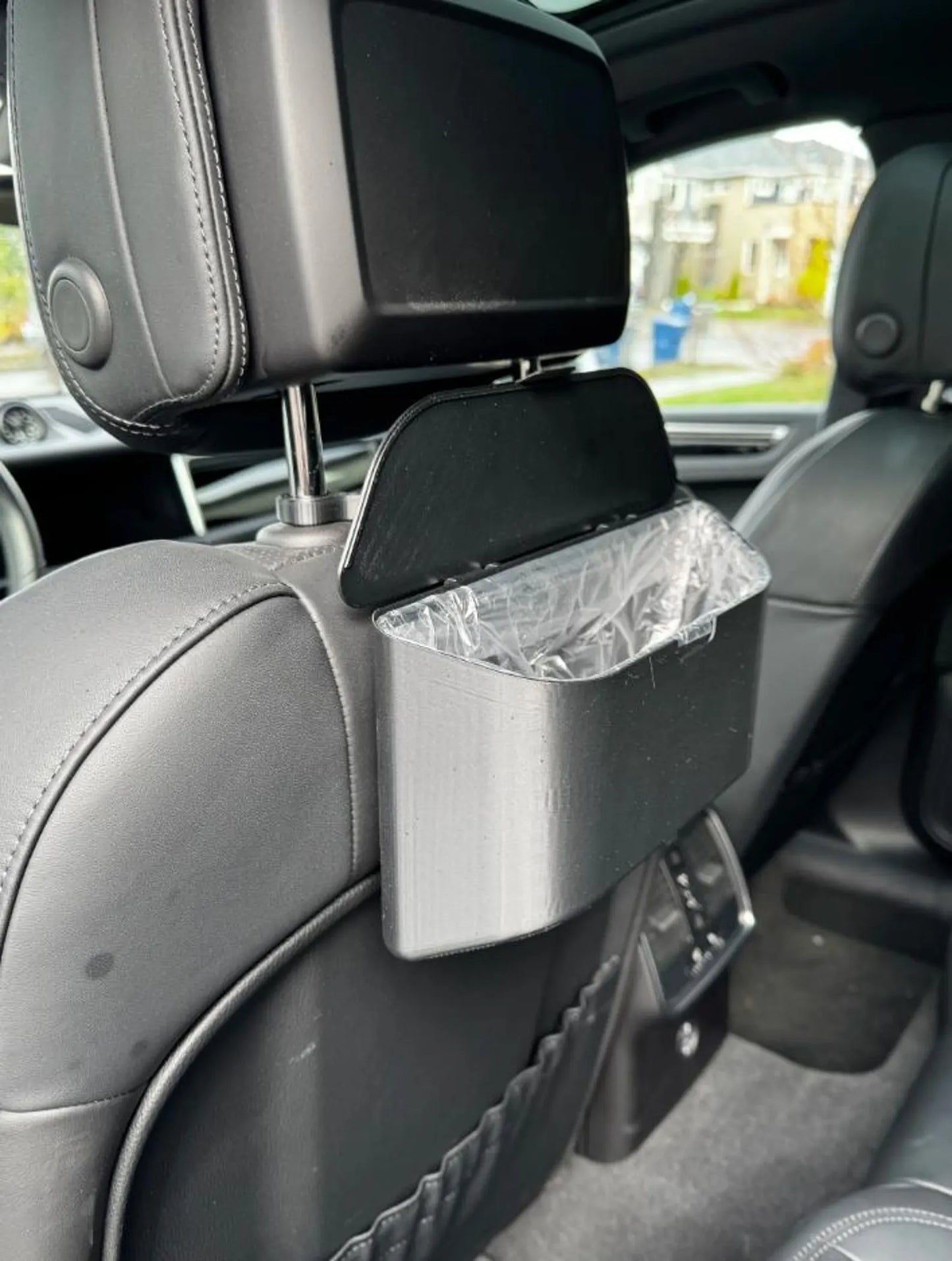Car Headrest Trash Can | Back Seat Garbage Bin with Lid