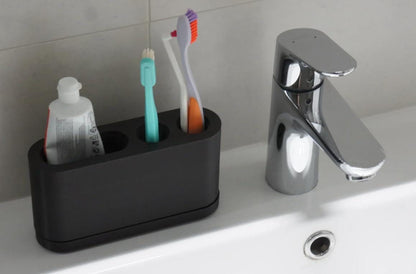 Dual Toothbrush and Toothpaste Holder with Drip Tray