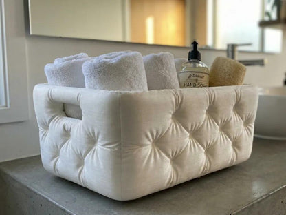 Modern Tufted Bathroom Storage Basket - Vanity Organizer