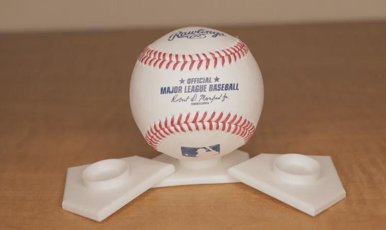 Home Plate Baseball Display Stand - Game Ball Holder