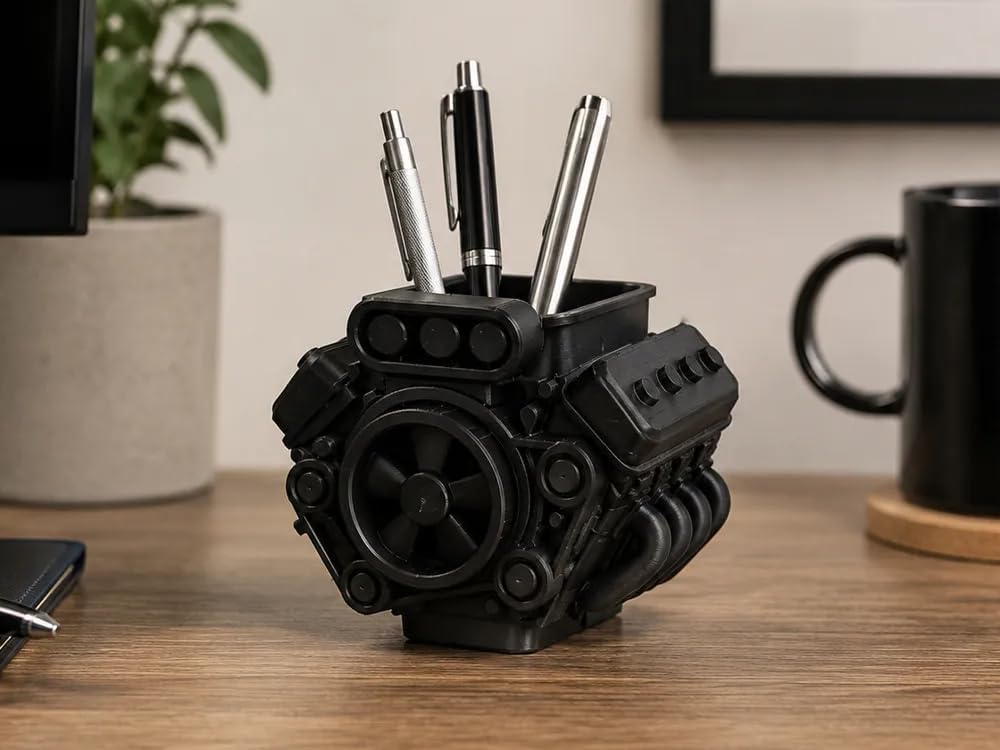 Engine Pen Holder - Fan and Pulley Design