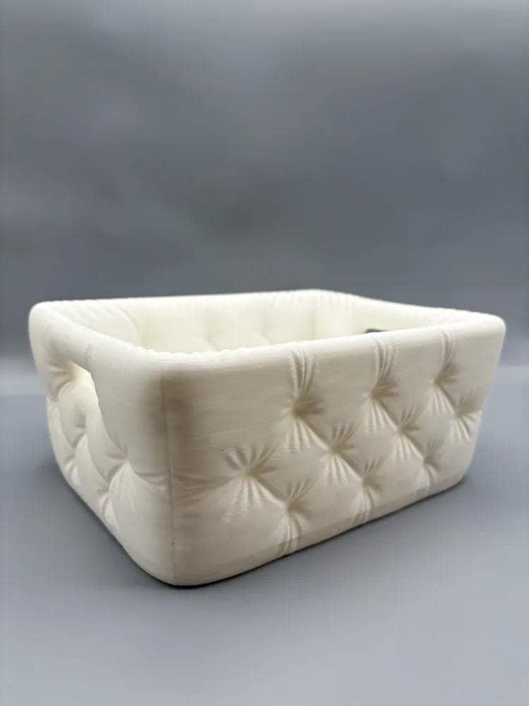 Modern Tufted Bathroom Storage Basket - Vanity Organizer