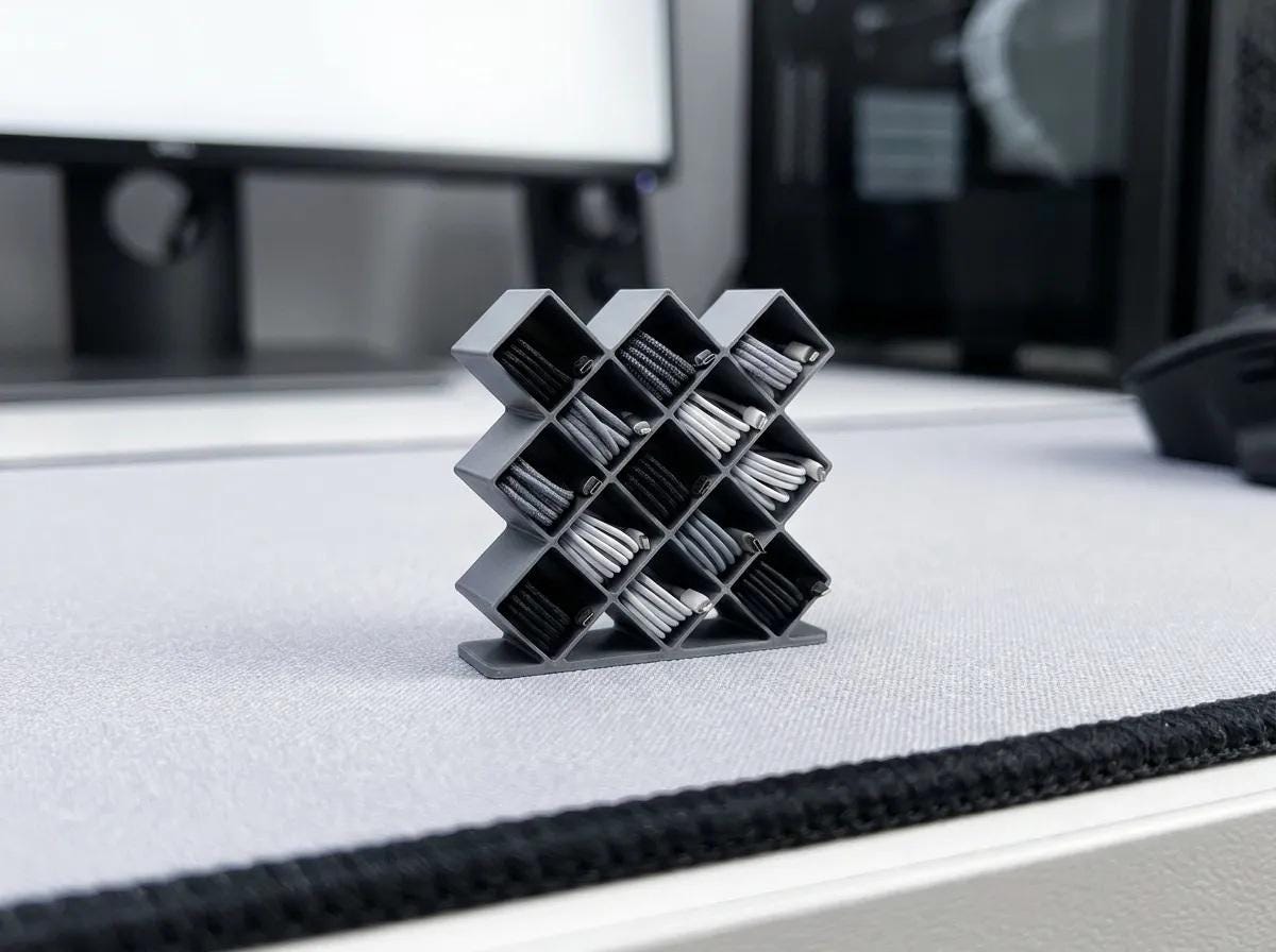USB Cable Organizer - Diamond Lattice Cord Caddy