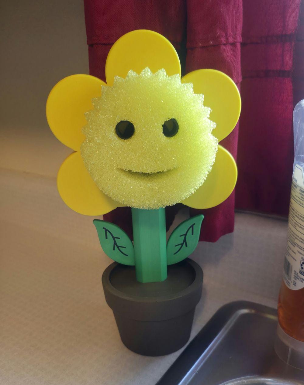 Sunflower Sponge Holder in Flower Pot