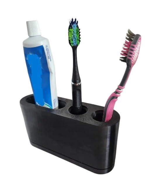 Dual Toothbrush and Toothpaste Holder with Drip Tray
