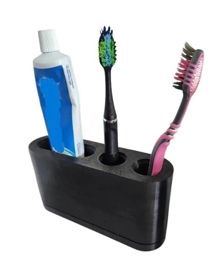 Dual Toothbrush and Toothpaste Holder with Drip Tray