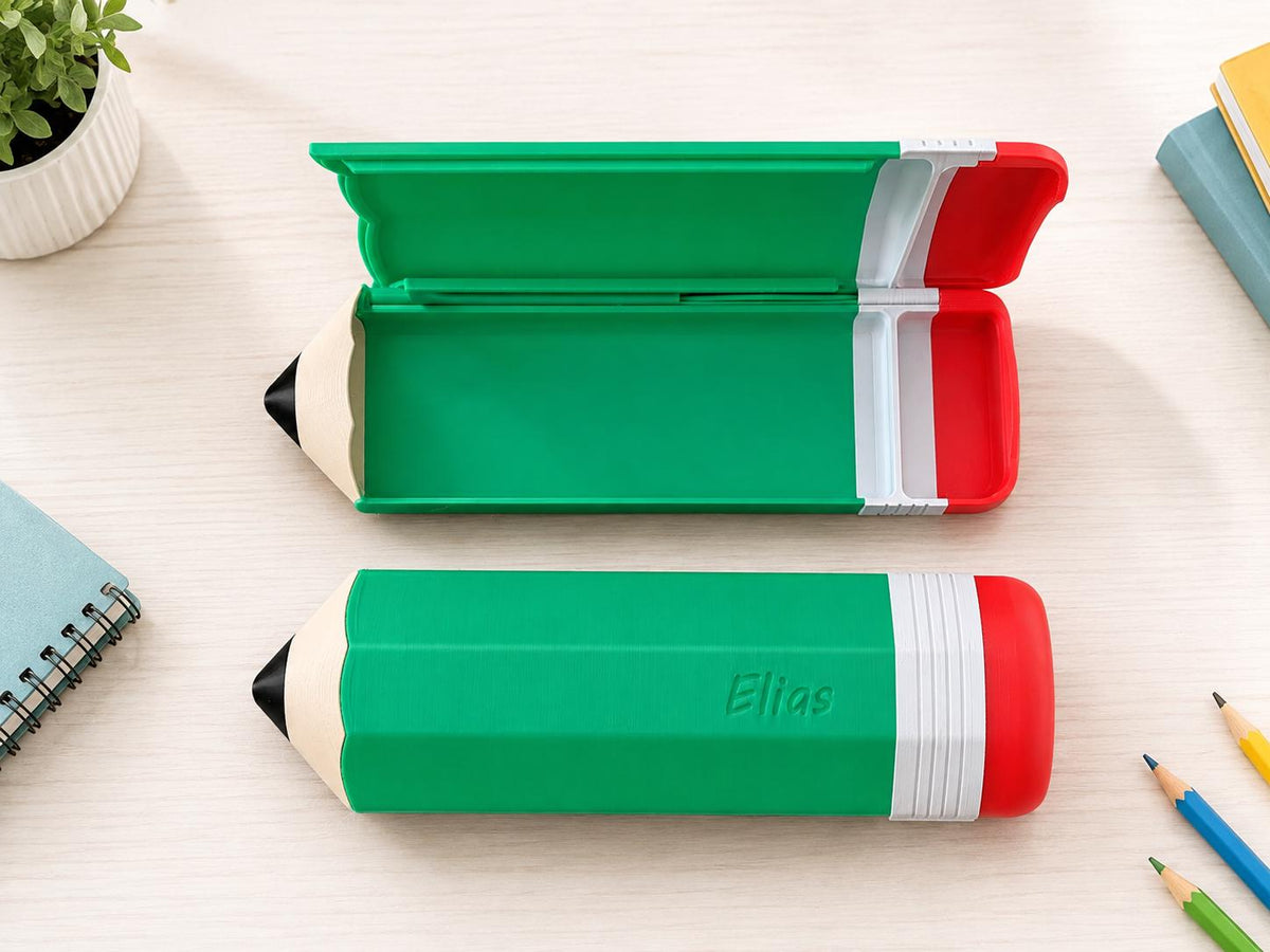 Personalized Pencil-Shaped Pencil Box - Custom Case