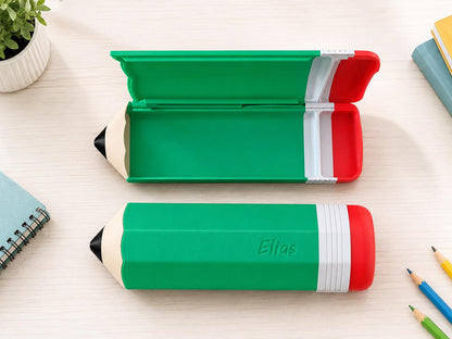 Personalized Pencil-Shaped Pencil Box - Custom Case