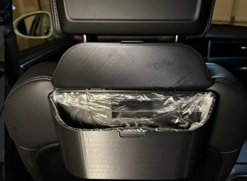Car Headrest Trash Can | Back Seat Garbage Bin with Lid