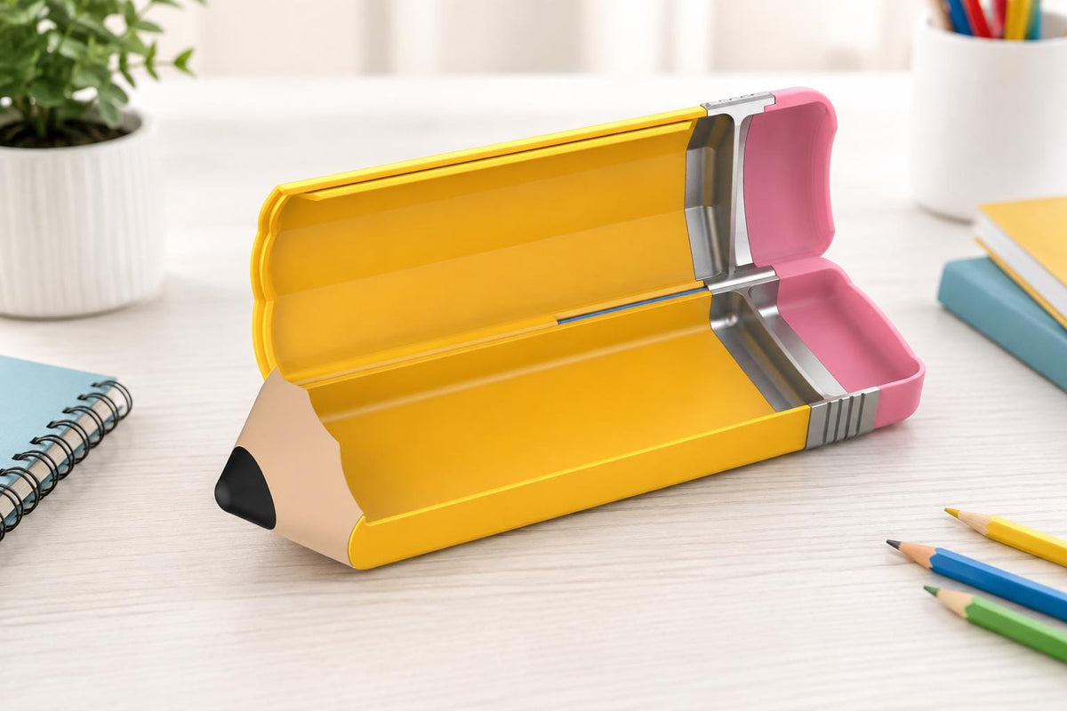 Personalized Pencil-Shaped Pencil Box - Custom Case