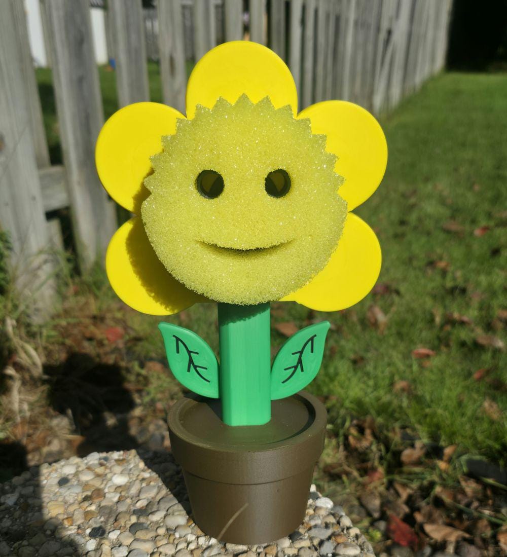 Sunflower Sponge Holder in Flower Pot