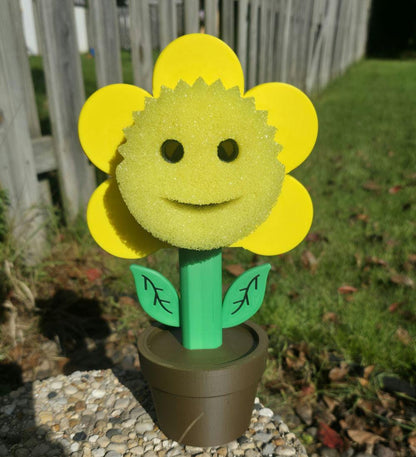 Sunflower Sponge Holder in Flower Pot