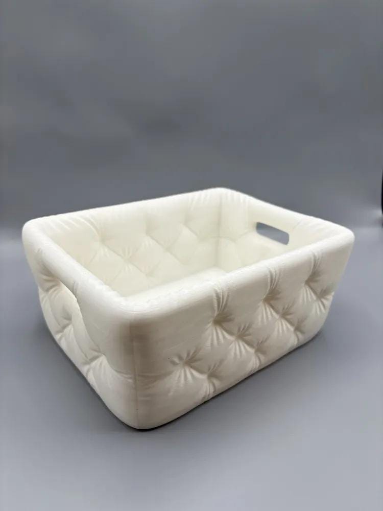 Modern Tufted Bathroom Storage Basket - Vanity Organizer