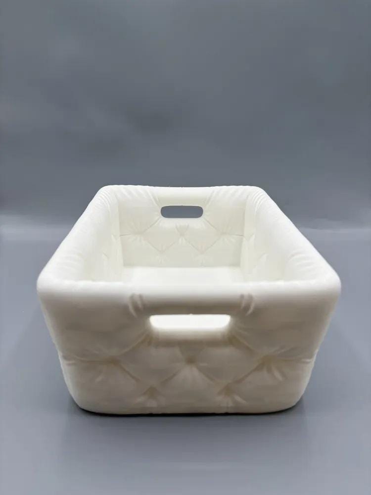 Modern Tufted Bathroom Storage Basket - Vanity Organizer
