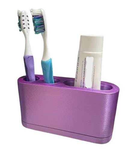 Dual Toothbrush and Toothpaste Holder with Drip Tray