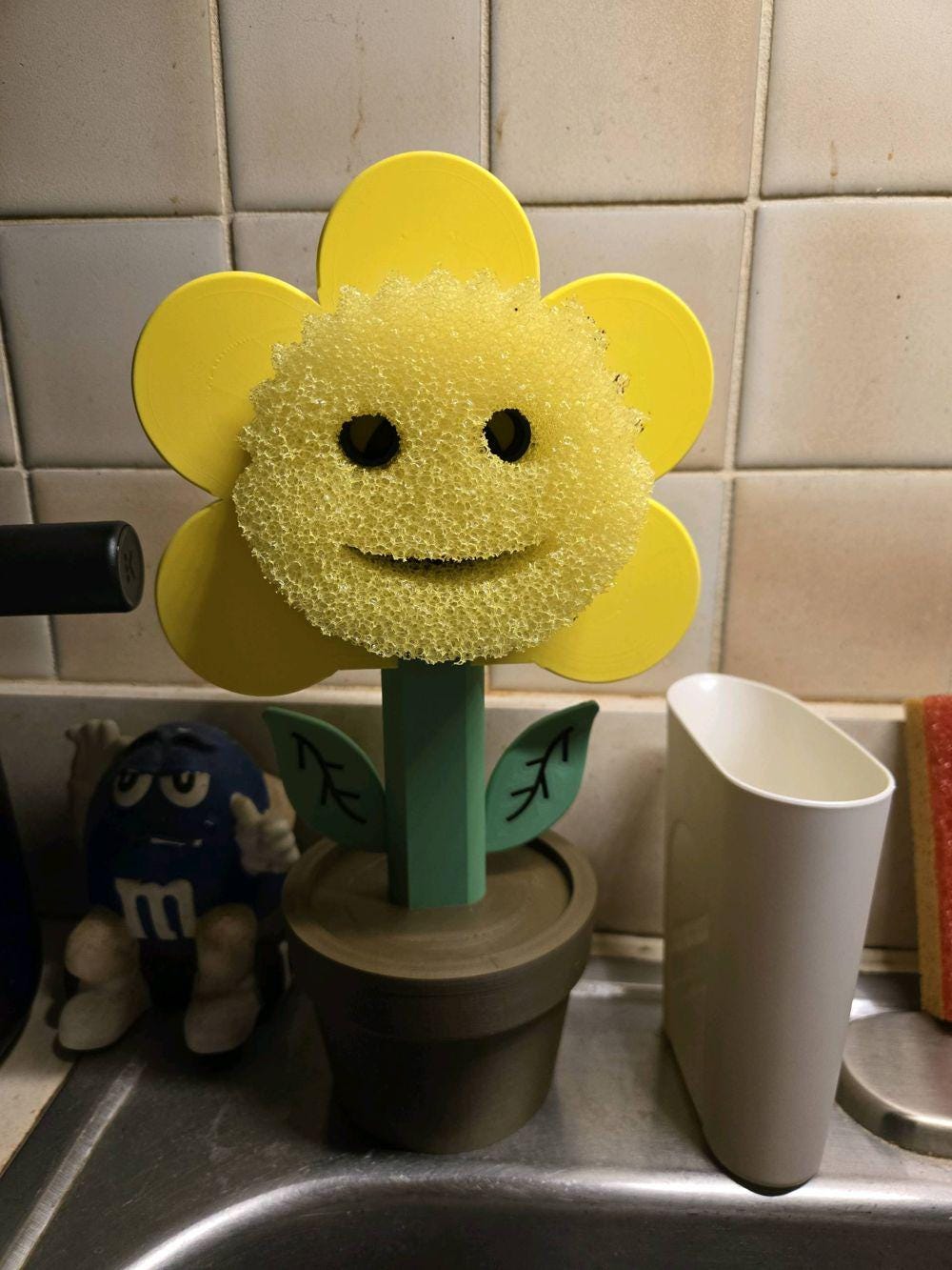 Sunflower Sponge Holder in Flower Pot