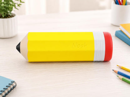 Personalized Pencil-Shaped Pencil Box - Custom Case