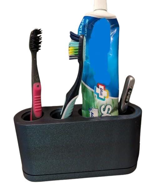 Dual Toothbrush and Toothpaste Holder with Drip Tray