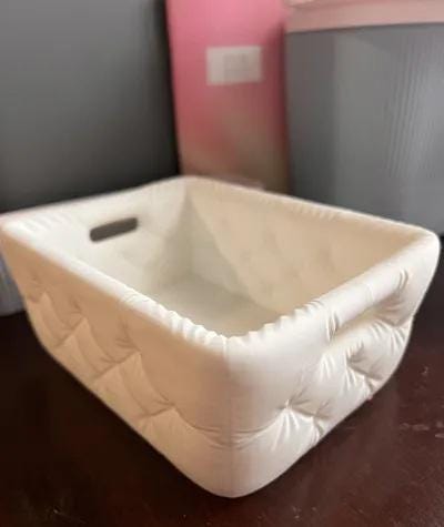 Modern Tufted Bathroom Storage Basket - Vanity Organizer