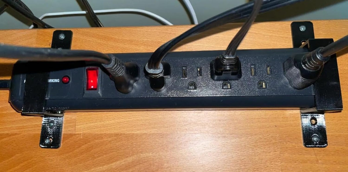 Under-Desk Power Strip Mount - Two-Bracket Set