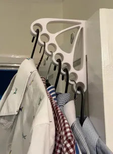 Over door Clothes Hanger Hook - Holds 7 Hangers - Fits 35mm Thick Doors
