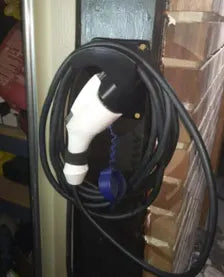 Left Facing J1772 EV Charger Plug Holder with Cable Storage, Wall Mount Electric Vehicle Cord Organizer