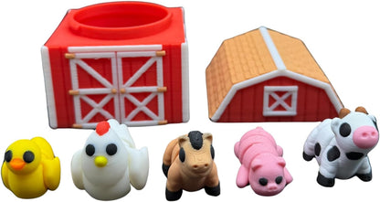 Mini Farm Animal 5-Pack - Twist-Top Barn Container