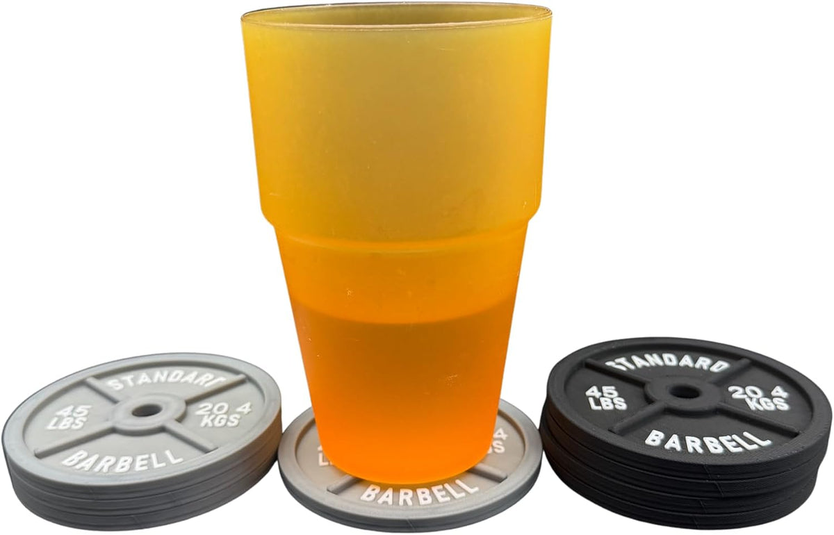 Barbell Weight Plate Coasters - 4-Inch Drink Set