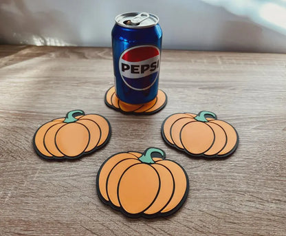 Pumpkin Jack-O-Lantern Coaster Set - Set of 4