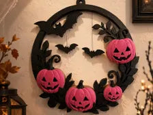 Spooky Pumpkin Mandala Wreath - Halloween Door Decor