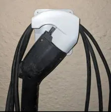 Left Facing J1772 EV Charger Plug Holder with Cable Storage, Wall Mount Electric Vehicle Cord Organizer