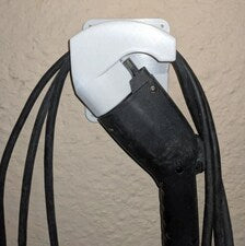 Right Facing J1772 EV Charger Plug Holder with Cable Storage, Wall Mount Electric Vehicle Cord Organizer
