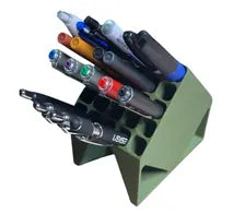 5x5 Grid Desk Organizer | Modern Angled Pen and Marker Stand | 25 Slot Holder for Pens, Pencils, Markers, Crochet Hooks, Tools & More