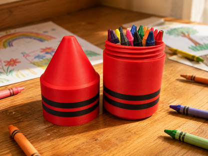 Crayon Holder with Screw-On Lid | Large Crayon-Shaped Storage Container | Holds Approximately 30 Small Crayons | Kids Art Supply Organizer