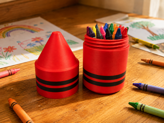 Crayon Holder with Screw-On Lid | Large Crayon-Shaped Storage Container | Holds Approximately 30 Small Crayons | Kids Art Supply Organizer