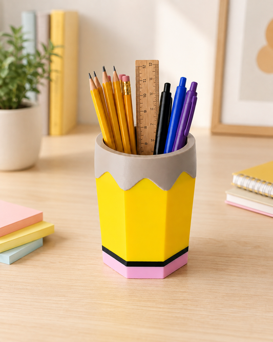 Pencil-Shaped Pencil Holder | Pencil-Shaped Pen & Marker Organizer for Classroom, Office, Teacher Desk