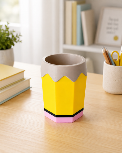 Pencil-Shaped Pencil Holder | Pencil-Shaped Pen & Marker Organizer for Classroom, Office, Teacher Desk