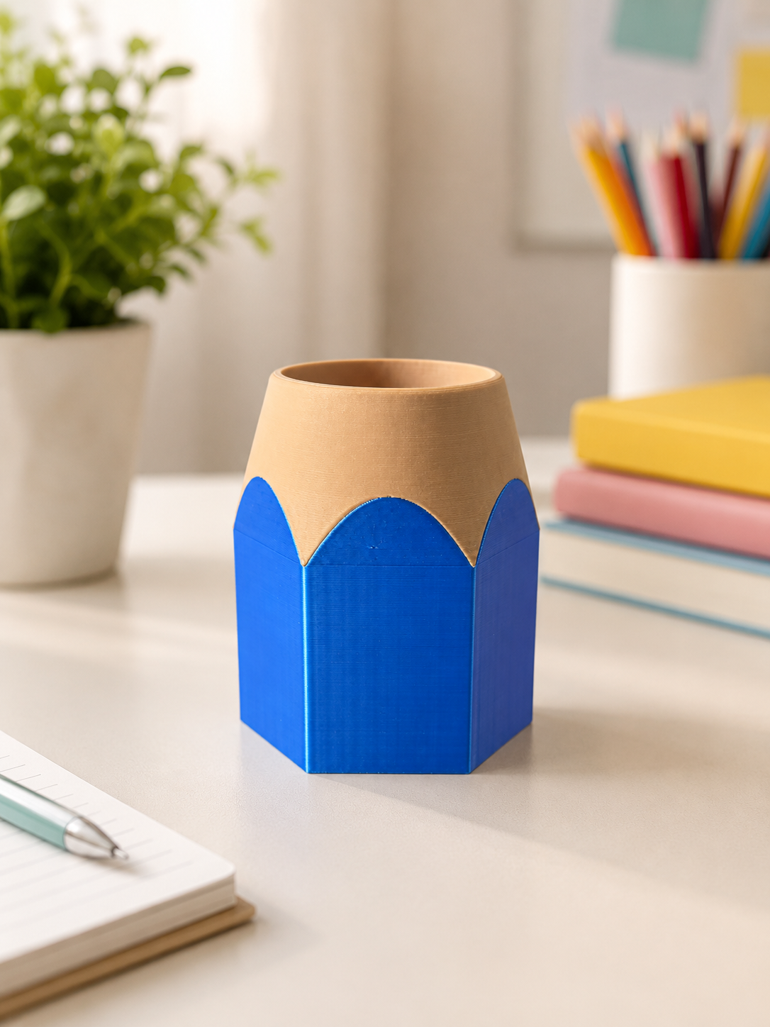 Pencil-Shaped Pencil Cup | Pencil-Shaped Pen & Marker Organizer for Classroom, Office, Teacher Desk