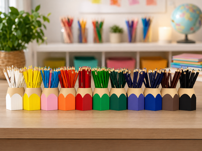 Pencil-Shaped Pencil Cup | Pencil-Shaped Pen & Marker Organizer for Classroom, Office, Teacher Desk