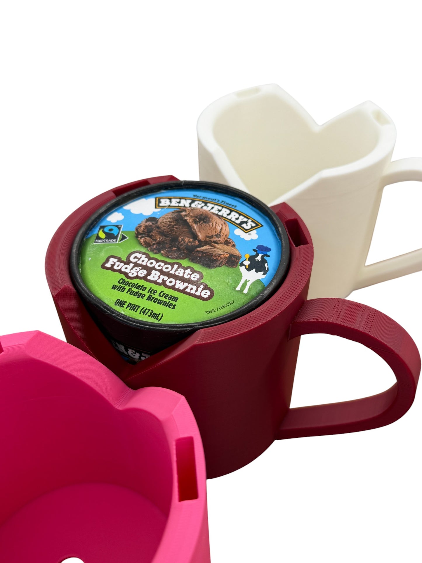 Valentine's Heart Ice Cream Pint Holder with Ergonomic Handle and Spoon Slot