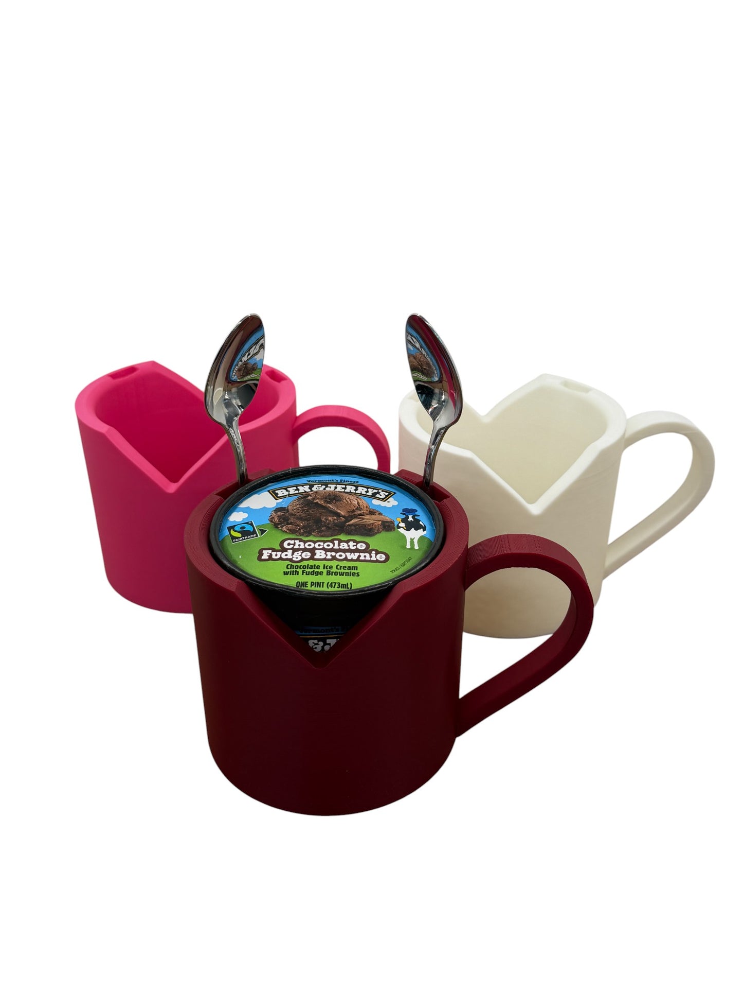 Valentine's Heart Ice Cream Pint Holder with Ergonomic Handle and Spoon Slot