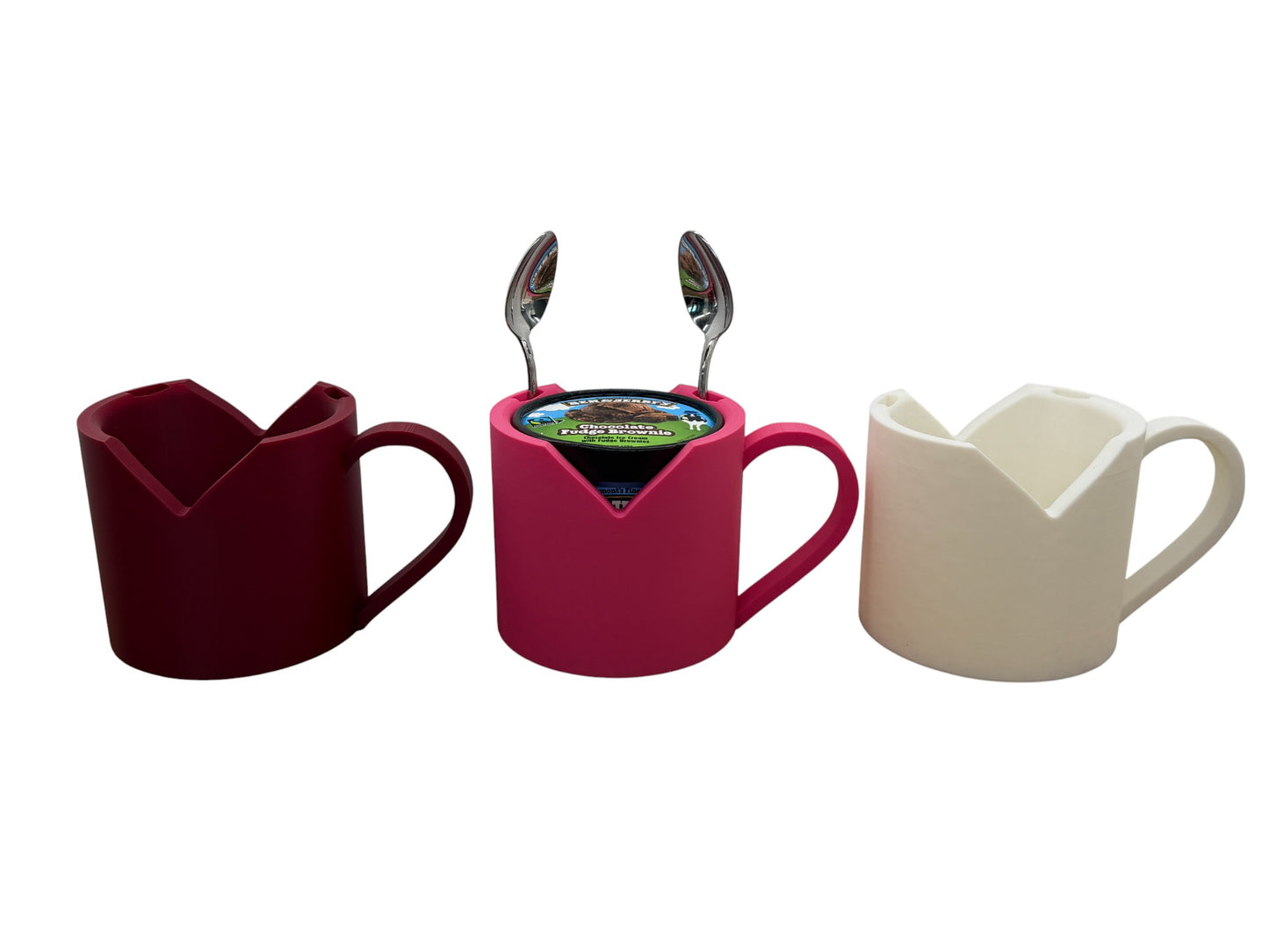 Valentine's Heart Ice Cream Pint Holder with Ergonomic Handle and Spoon Slot