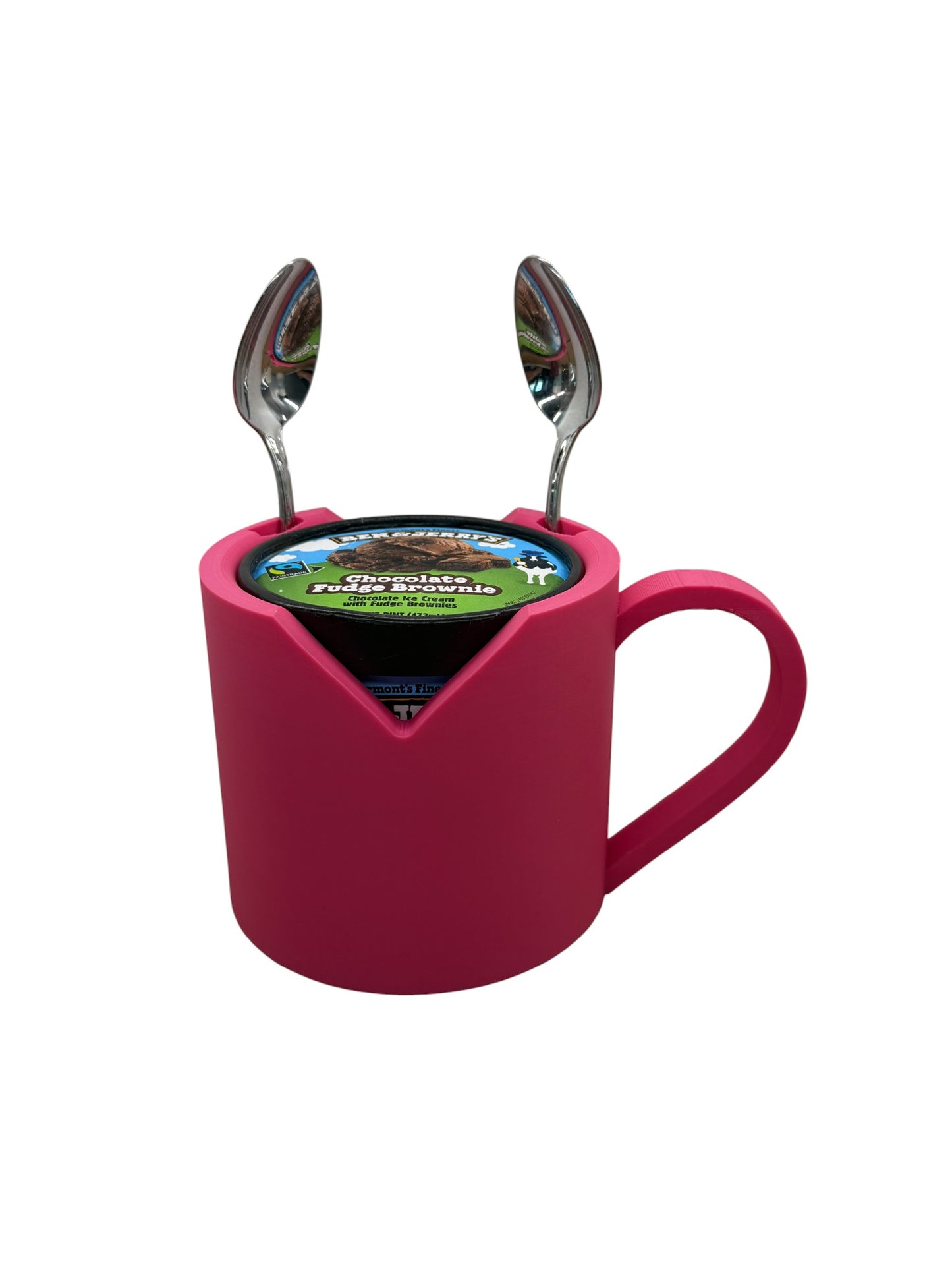 Valentine's Heart Ice Cream Pint Holder with Ergonomic Handle and Spoon Slot